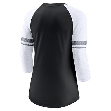 Women's Nike Black Las Vegas Raiders Fashion 3/4-Sleeve Raglan T-Shirt