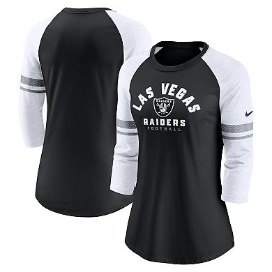 Women's Nike Black Las Vegas Raiders Fashion 3/4-Sleeve Raglan T-Shirt