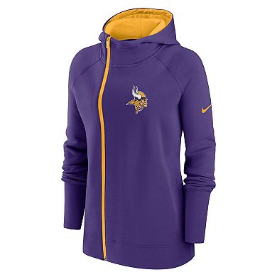 Women's Nike  Purple Minnesota Vikings Asymmetrical Raglan Full-Zip Hoodie