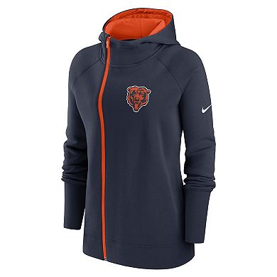 Women's Nike  Navy Chicago Bears Asymmetrical Raglan Full-Zip Hoodie