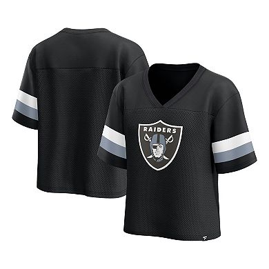 Women's Fanatics Branded  Black Las Vegas Raiders Established Jersey Cropped V-Neck T-Shirt