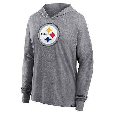 Women's Fanatics Branded Heather Gray Pittsburgh Steelers Cozy Primary Pullover Hoodie