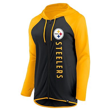 Women's Fanatics Branded Black/Gold Pittsburgh Steelers Forever Fan Full-Zip Hoodie