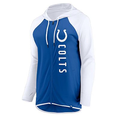Women's Fanatics Branded Royal/White Indianapolis Colts Forever Fan Full-Zip Hoodie