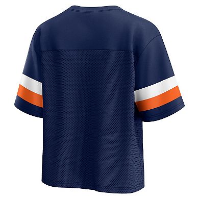 Women's Fanatics Branded  Navy Denver Broncos Established Jersey Cropped V-Neck T-Shirt