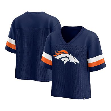 Women's Fanatics Branded  Navy Denver Broncos Established Jersey Cropped V-Neck T-Shirt