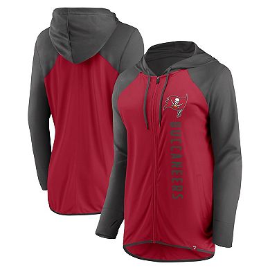 Women's Fanatics Branded Red/Pewter Tampa Bay Buccaneers Forever Fan Full-Zip Hoodie