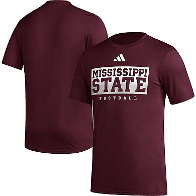 Men's adidas Maroon Mississippi State Bulldogs Football Practice AEROREADY Pregame T-Shirt