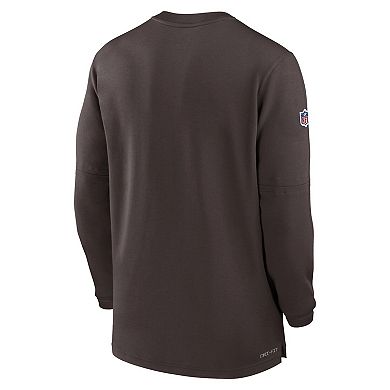 Men's Nike  Brown Cleveland Browns 2023 Sideline Performance Long Sleeve Quarter-Zip Top