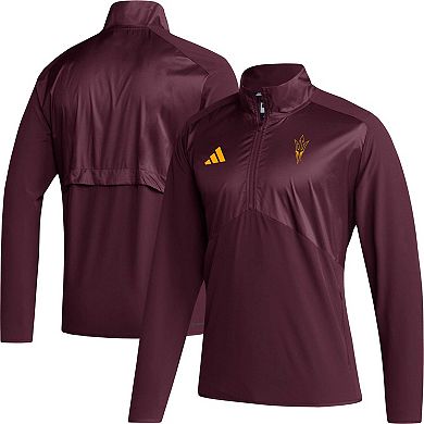Men's adidas Maroon Arizona State Sun Devils Sideline AEROREADY Raglan Sleeve Quarter-Zip Jacket