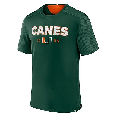 Men's Fanatics Branded  Green Miami Hurricanes Defender Rush T-Shirt