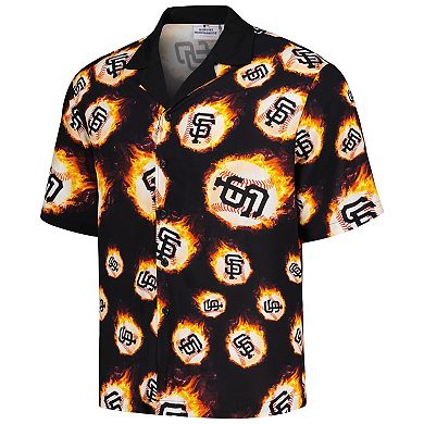 Men's Black San Francisco Giants Flame Fireball Button-Up Shirt