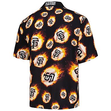 Men's Black San Francisco Giants Flame Fireball Button-Up Shirt