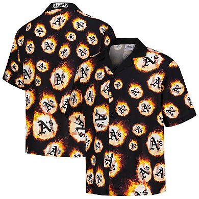 Men's Black Oakland Athletics Flame Fireball Button-Up Shirt