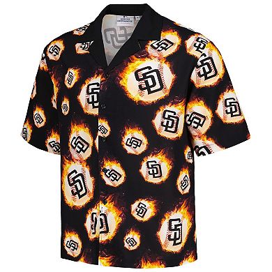 Men's Black San Diego Padres Flame Fireball Button-Up Shirt