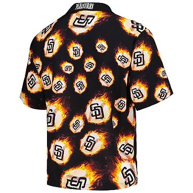 Men's Black San Diego Padres Flame Fireball Button-Up Shirt