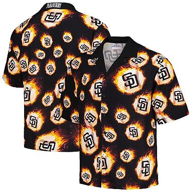 Men's Black San Diego Padres Flame Fireball Button-Up Shirt