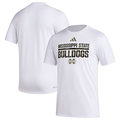 Men's adidas White Mississippi State Bulldogs Military Appreciation Pregame AEROREADY T-Shirt