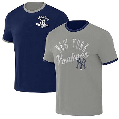 Men's Darius Rucker Collection by Fanatics Navy/Gray New York Yankees Two-Way Ringer Reversible T-Shirt