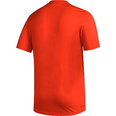 Men's adidas Orange Miami Hurricanes Pregame AEROREADY T-Shirt