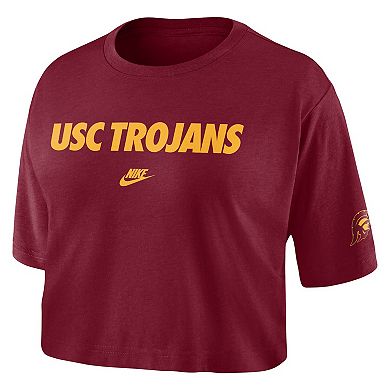 Women's Nike Cardinal USC Trojans Wordmark Cropped T-Shirt