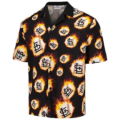 Men's Black St. Louis Cardinals Flame Fireball Button-Up Shirt