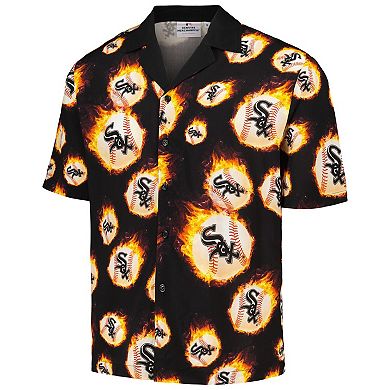 Men's Black Chicago White Sox Flame Fireball Button-Up Shirt