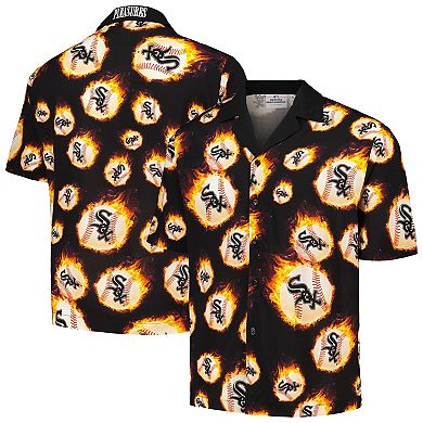 Men's Black Chicago White Sox Flame Fireball Button-Up Shirt