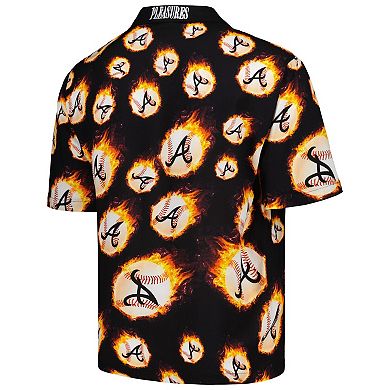 Men's Black Atlanta Braves Flame Fireball Button-Up Shirt