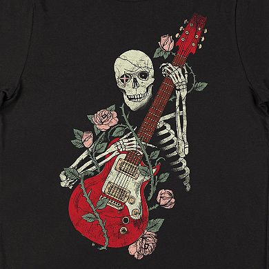 Juniors' Skeleton with Guitar Graphic Tee