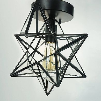 Industrial Moravian Star Ceiling Light with Clear Glass 12 Inches