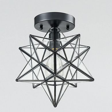 Industrial Moravian Star Ceiling Light with Clear Glass 12 Inches