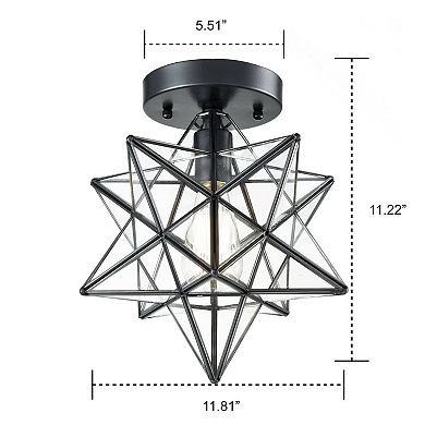 Industrial Moravian Star Ceiling Light with Clear Glass 12 Inches