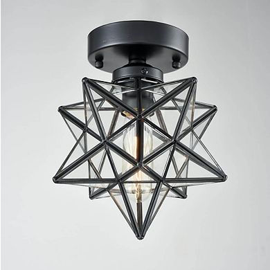 Industrial Moravian Star Ceiling Light with Clear Glass 8 Inches