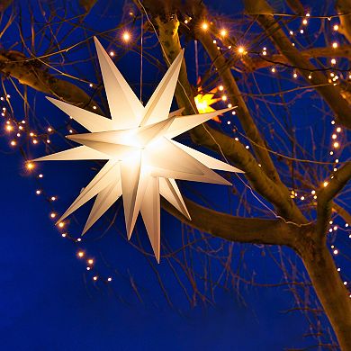 12" White LED Lighted Battery Operated Moravian Star Christmas Decoration