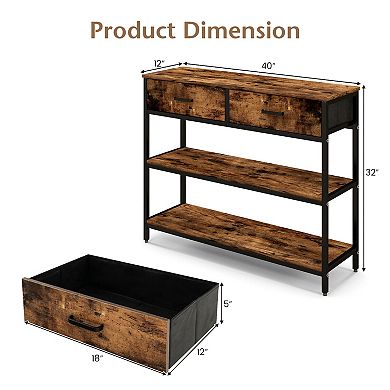 Console Table with Folding Fabric Drawers for Entryway