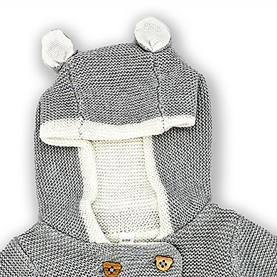 Baby Boys and Girls Gray 2 Piece Knit Hooded Sweater Set