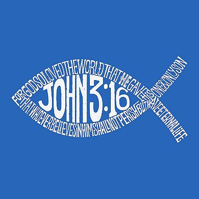 John 3:16 Fish Symbol - Boy's Word Art T-shirt