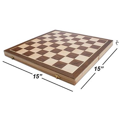 15"x15" Magnetized Folding Chess Board Game Set with Chess Pieces