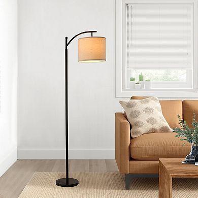 62" Modern Arched Floor Lamp with Beige Linen lamp Shade