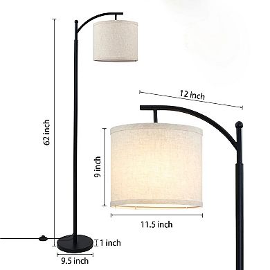 62" Modern Arched Floor Lamp with Beige Linen lamp Shade