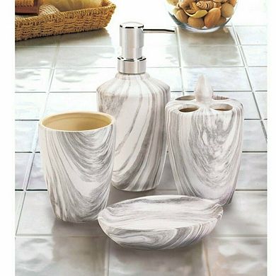 Grey Marble Porcelain Bath Accessory Set