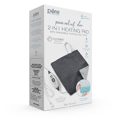 Pure Enrichment PureRelief Duo 2-in-1 Heating Pad with Removable Hot/Cold Gel Pack