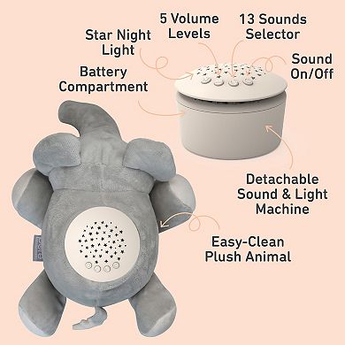 Pure Enrichment PureBaby™ Sound Sleepers Portable Sound Plush Elephant Sleep Aid Machine & Star Projector