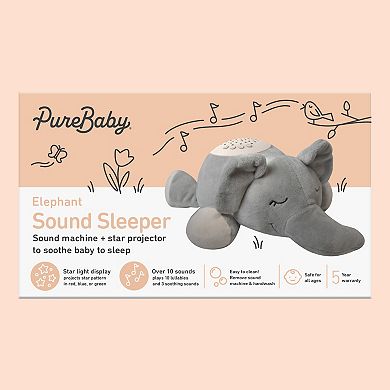 Pure Enrichment PureBaby™ Sound Sleepers Portable Sound Plush Elephant Sleep Aid Machine & Star Projector