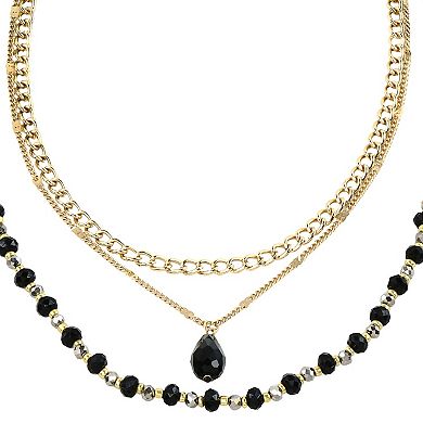 Pannee by Panacea Snake Chain & Crystal Charm Layered Necklace 