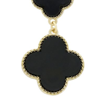 Pannee by Panacea Gold Tone Black Clover Drop Earrings 