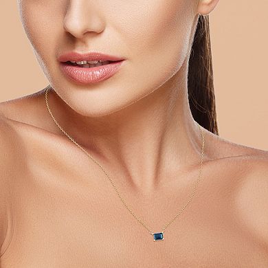 LUMINOR GOLD 14k Gold Solitaire London Blue Topaz Necklace