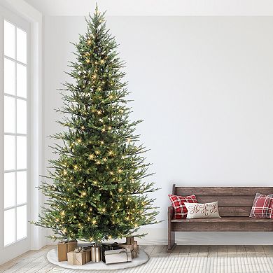 Puleo International Inc. 10-ft. Pre-Lit Slim Balsam Artificial Fir Christmas Tree