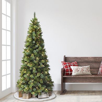 Puleo International Inc. 6.5-ft. Pre-Lit Slim Portland Artificial Fir Christmas Tree